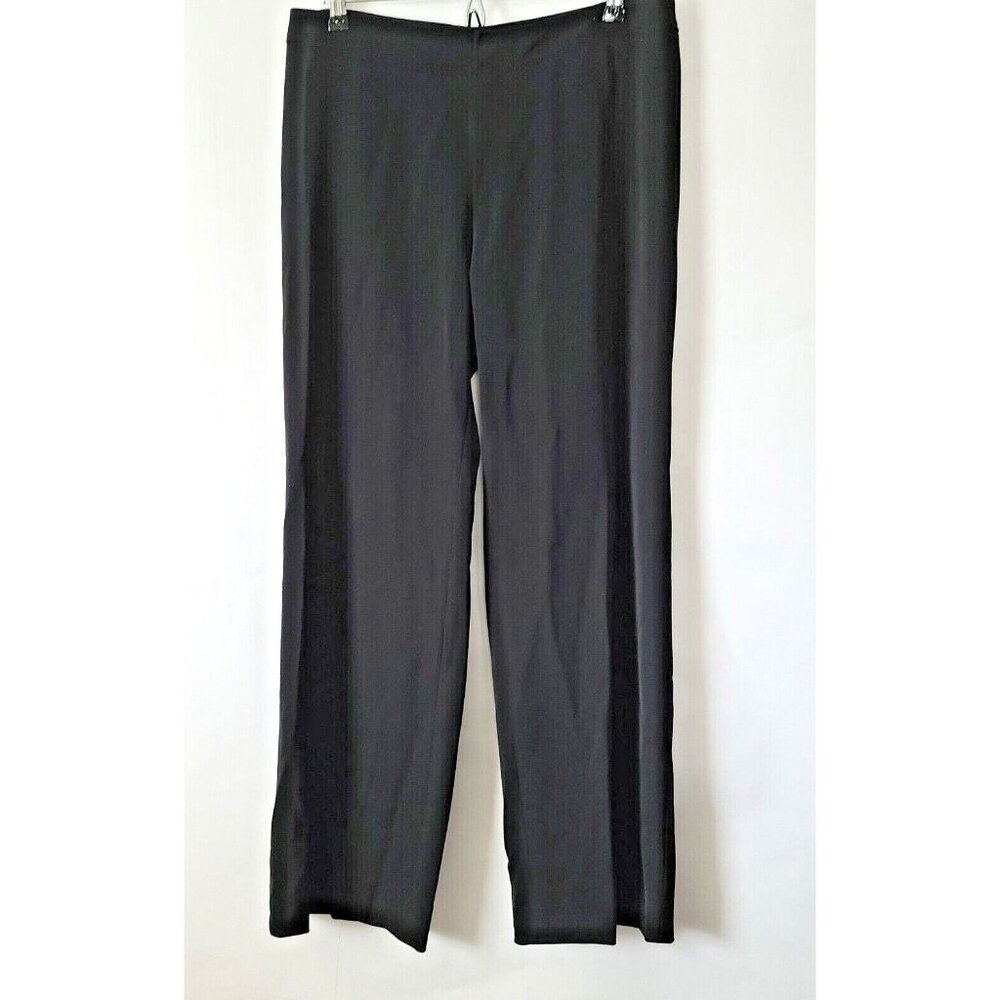 Philippe Adec Paris Dress Pants Sz 10 Black Wool Blend Flat Front Stretch